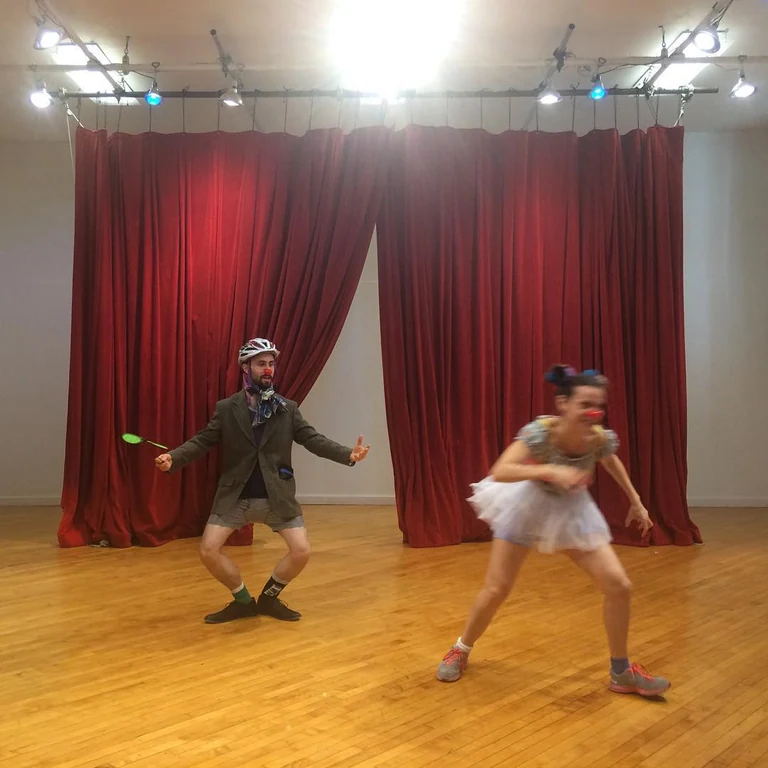 Dick & Brick rehearsing The Most Dangerous Show on Earth