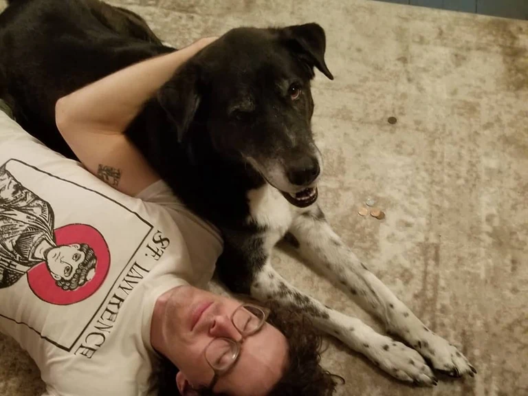 We said goodbye to Russell Sugerman Sheldon Givens today at 8 years old. His health rapidly deteriorated over the past 2 days to the point where he couldn't bring himself to walk. Seemingly in good health and high spirits only a week ago, a cancer had been spreading in his body and quickly debilitated him. We were able to be with him as he peacefully passed into another realm. Words can't say what. Feeling much love reverberate. We'll forever be dancing with him in that spirit place and keeping him close to our hearts like so many of you will. So thankful to have shared a brief adventurous life with him that we'll never forget.  You're here, you're fleeting, and then you're gone. Be kind, be love, cherish the beauty you see. Love is everywhere. Here's to Russell forever. -chris & sadie