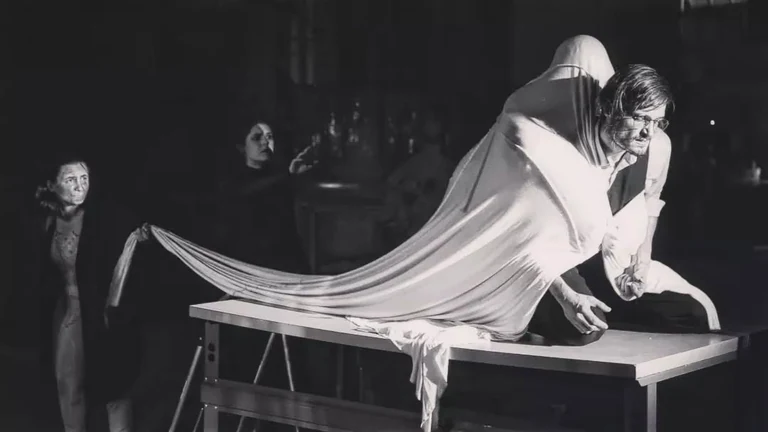 LookingÂ through old work from Fall of 2018, the last ensemble piece i directed - Frankenstein - I adapted it for a little over a year then worked with a group of four -- actors, a dancer, and a gardener -- for 3 months along with a composer. Many friends contributed to the development process. When we finally presented our work over the course of 6 nights, we were still only scratching the surface of all that we'd begun exploring and ended up with more exciting ideas than we'd started with.Â 

I'd been obsessed with the Newcomb Sculpture building, Woldenberg, and I'd wanted to make a piece there that could incorporate the energy of a creative laboratory where artists broughtÂ ideas into physicalÂ form. I thought, I want a Welder to hammer throughout a play and watch them make a sculpture, and my next thought was it has to be Frankenstein. I'd never read the book but was in awe that Shelley finished writing it when she was 19 -- the book creation itself entered a realm of magic and dreamweaving and mythmaking. I soon discovered how rich the text was - how beautiful the Creature's discovery of nature , how horrible the people of the world - the unnamed Creature'sÂ plight is relevant to anyone who's been abandoned by their community orÂ kin. Their articulation of their circumstances parallel in an uncanny way some writings of Frederick Douglass. I also wondered about Frankenstein as a creator - his decision to bring something into the world and refuse to take responsibility for its consequences.Â Mary would be present throughout

Many ideas, ultimately it was a catalyst to work with others. We experimented endlessly. The group was incredibly willing to try out any strange method that may result in something real or true that we could use. You can see from these photos that the piece was dark and intense and scary and beautiful.Â I'm grateful to have gone on the journey of making this piece with others.Â I'm glad I made it back then, because my desire now is to make something joyful and exuberant and full of light, but there's a season for all things, and though the darkness is unpleasant it's sometimes where one must go and pass through to find where the real medicine is.