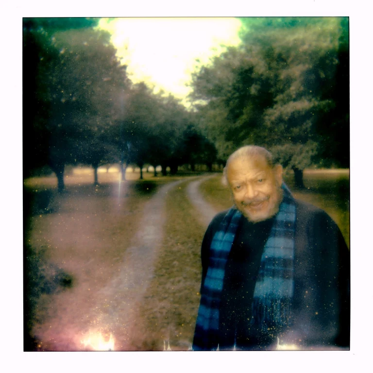 Tarleton Blackwell's row of live oak trees which he planted along his driveway 20 years ago. Somewhere outside Manning, South Carolina with his dog, General. Photo 1 & 3 shot on polaroid film that went through an X-ray machine. #tarletonblackwell