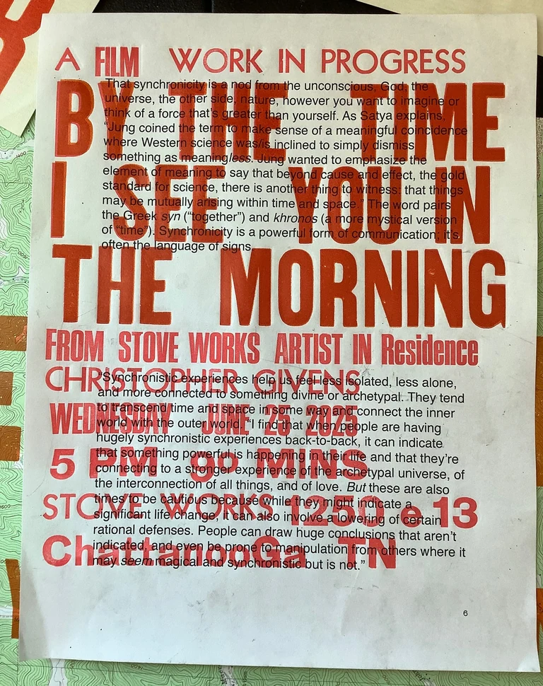 Chattanooga where yat?! Iâve been in residence this month at the artist haven that is  in Tennessee alongside some amazing creators, curators, and administrators. Here primarily editing the movie but took some time to experiment in the letterpress shop on-site  and made these flyers for a wip screening next Wednesday (come out Chatt!) Much thanks to  who set me up and guided the printing process it was super fun and a satisfying flow state to be in. The films inch closer to completion ðand continue revealing themselves. Truly thankful for places like Stove Works which nurture the wild flames of the souls imagination, innovation, and creative community.