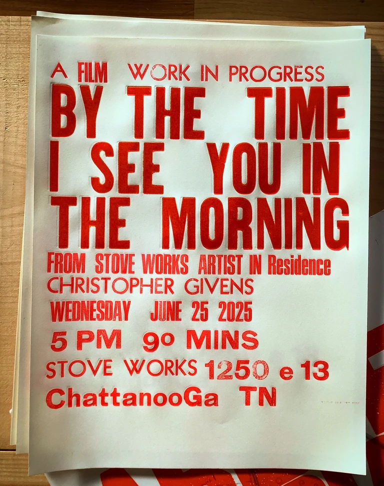 Chattanooga where yat?! Iâve been in residence this month at the artist haven that is  in Tennessee alongside some amazing creators, curators, and administrators. Here primarily editing the movie but took some time to experiment in the letterpress shop on-site  and made these flyers for a wip screening next Wednesday (come out Chatt!) Much thanks to  who set me up and guided the printing process it was super fun and a satisfying flow state to be in. The films inch closer to completion ðand continue revealing themselves. Truly thankful for places like Stove Works which nurture the wild flames of the souls imagination, innovation, and creative community.