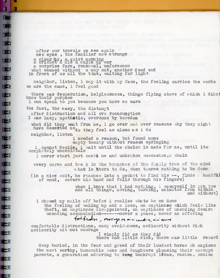 Pages from book 1 of a process and research series. a collection of assorted papers gathered and generated over the past 15+ years: articles, notes, book excerpts, images, film scenes, free associative writing, film negatives, performance programs, printing experiments, postcards, essays, and other flat, bindable ephemera.â¨â¨ â¨
â¨
I have boxes of these things that I circulate through every few seasons, trading in and out things that wax and wane in relevance to whatever is happening creatively.

Much of this is finding its way consciously and otherwise into the  and other collaborations. Some of it was a byproduct of previous works or brilliant ideas from exceptional people, all of it slowly stepping toward something else.â¨â¨ â¨
â¨
~163 pages. 1 of 1. Created while in residence at the

#collecting #gatheringnotes #diynotebook #process #research #processandresearch #writingprocess #creativeprocess #diybook #34holepunch #holepunch #indiefilm #neworleansartist #nolacommunity #performancedocumentation #documentation #lookbook #researcharchive #personalarchive #abcproject