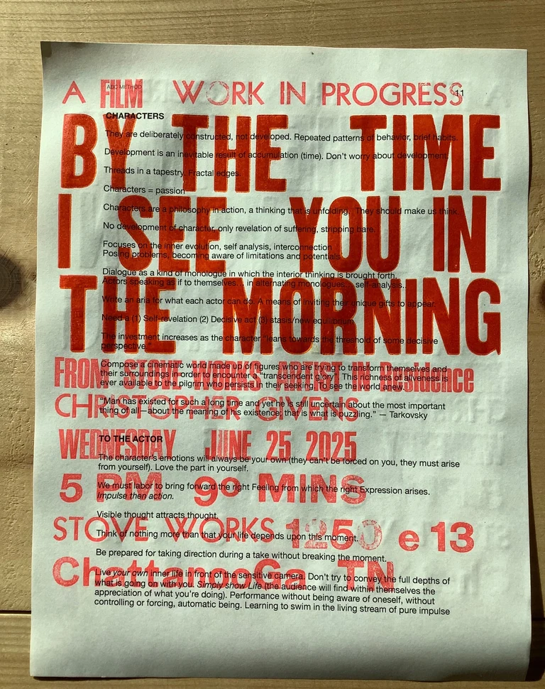 Chattanooga where yat?! Iâve been in residence this month at the artist haven that is  in Tennessee alongside some amazing creators, curators, and administrators. Here primarily editing the movie but took some time to experiment in the letterpress shop on-site  and made these flyers for a wip screening next Wednesday (come out Chatt!) Much thanks to  who set me up and guided the printing process it was super fun and a satisfying flow state to be in. The films inch closer to completion ðand continue revealing themselves. Truly thankful for places like Stove Works which nurture the wild flames of the souls imagination, innovation, and creative community.