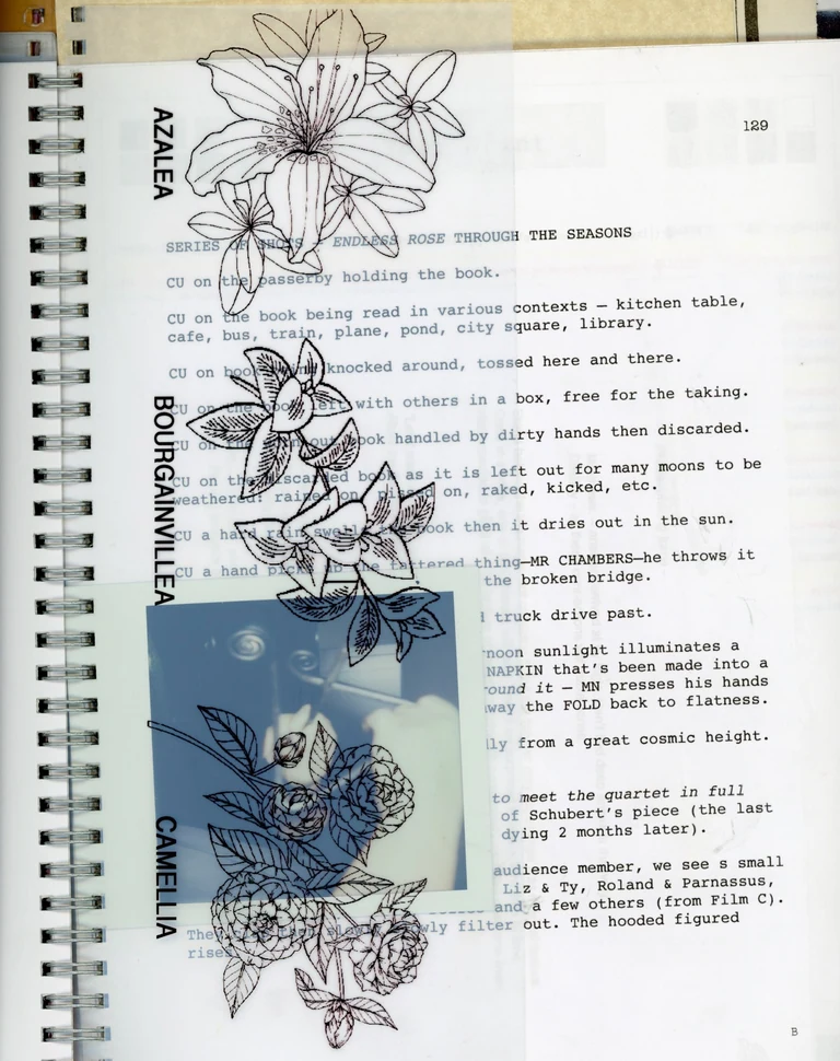 Pages from book 1 of a process and research series. a collection of assorted papers gathered and generated over the past 15+ years: articles, notes, book excerpts, images, film scenes, free associative writing, film negatives, performance programs, printing experiments, postcards, essays, and other flat, bindable ephemera.â¨â¨ â¨
â¨
I have boxes of these things that I circulate through every few seasons, trading in and out things that wax and wane in relevance to whatever is happening creatively.

Much of this is finding its way consciously and otherwise into the  and other collaborations. Some of it was a byproduct of previous works or brilliant ideas from exceptional people, all of it slowly stepping toward something else.â¨â¨ â¨
â¨
~163 pages. 1 of 1. Created while in residence at the

#collecting #gatheringnotes #diynotebook #process #research #processandresearch #writingprocess #creativeprocess #diybook #34holepunch #holepunch #indiefilm #neworleansartist #nolacommunity #performancedocumentation #documentation #lookbook #researcharchive #personalarchive #abcproject